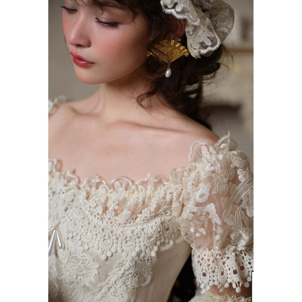 Lacemade Womens Elegant Large Corset Dress Stunning Lace Pearl Embellishments - Picture 13 of 16